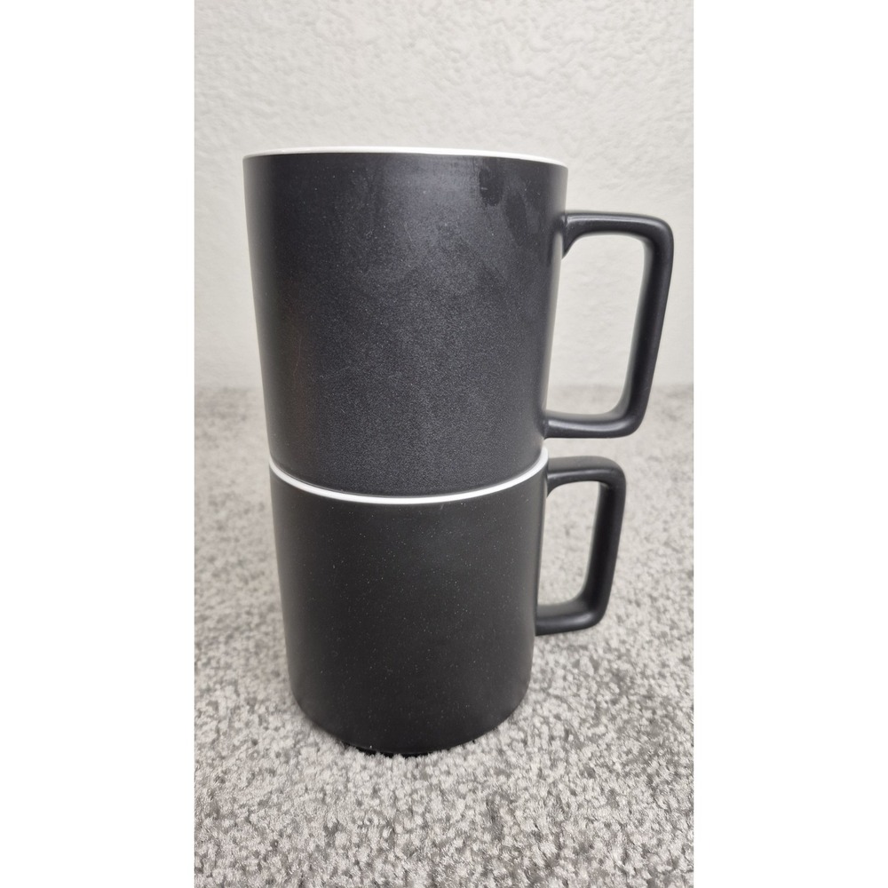 Two Noritake Colortrio‎ Graphite Fine Porcelain 16 oz Coffee Mugs